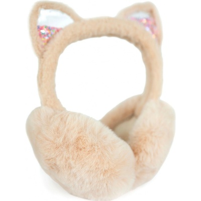 Plyšové klapky na uši Glitter kitty Béžové