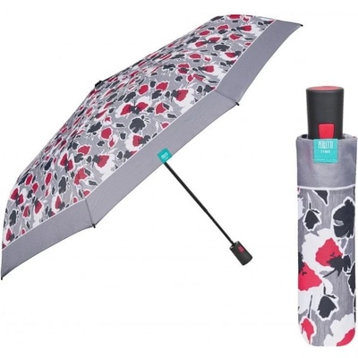 Perletti 26308 deštník dámský skládací automatický šedý lem