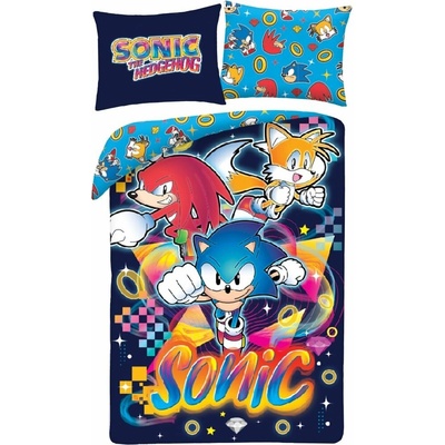 Halantex Obojstranné obliečky z mikrovlákna Ježko Sonic zipsové zapínanie 70x90 140x200