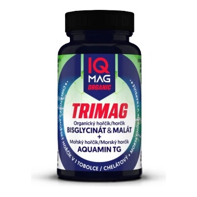 IQ MAG Organic TRIMAG HORČÍK + vitamín B6 bisglycinát + malát + morský horčík 90 kapsúl