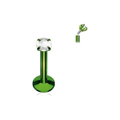 Šperky4U piercing do brady zelený čirý kamínek LB01081G-1208