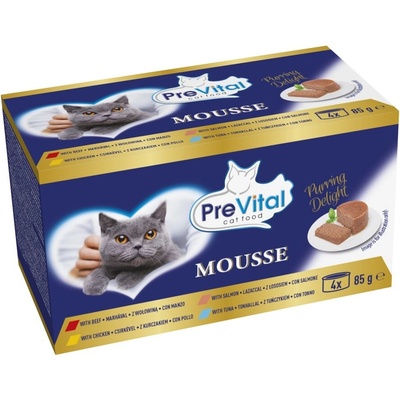 PreVital Cat konz. hovädzie, kuraciecí, tuniak & losos 4× 85 g