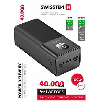 SWISSTEN POWER LINE POWER BANK 40000 mAh PRO NOTEBOOKY 100W POWER DELIVERY BLACK 22013941