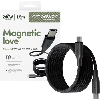 empower by PanzerGlass® Data кабел empower by PanzerGlass Magnetic Snake USB-C to USB-C Cable 240W USB 2.0, 1, 5m - Space Black