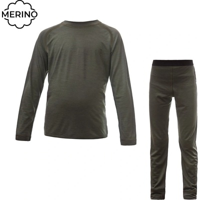 Sensor Merino Air Set dětský triko dl.rukáv + spodky olive green