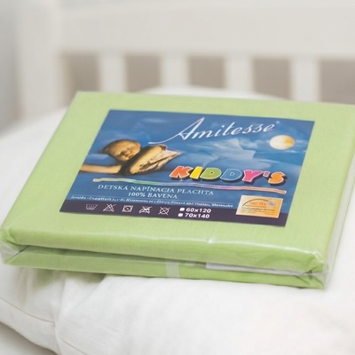 Amido Exquisit napínacia plachta zo 100 % bavlny jemný deluxe zelená Jersey 70x140