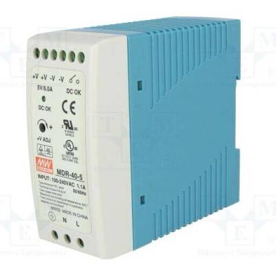 MEAN WELL MDR-40-5 Napájecí zdroj: spínaný; na lištu DIN; 30W; 5VDC; 6A; 85÷264VAC