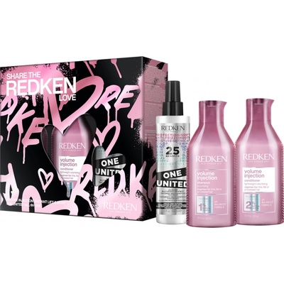 Redken Volume Injection Vánoční Sada - Šampon 300 ml + kondicionér 300 ml + sprej One United 150 ml