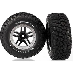 Traxxas колело 2.2/3.0", джанта SCT Split-Spoke черно-сатенено, гуми KM2 (2) (2WD предни)