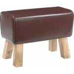 vidaXL Пейка 60 x 30 x 45 cm Естествена кожа Тъмен кафяв (42042105)