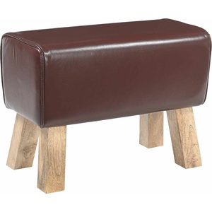 vidaXL Пейка 60 x 30 x 45 cm Естествена кожа Тъмен кафяв (42042105)