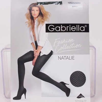 Микрофибърен чорапогащник в тъмнозелен цвят с черни точки