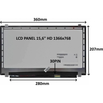 SIL LCD PANEL 15,6" HD 1366x768 30PIN MATNÝ / ÚCHYTY NAHOŘE A DOLE
