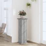 vidaXL Поставка за растения, сив сонома, 33x33x100 см, инженерно дърво (852983)
