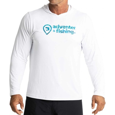 Adventer & Fishing Uv Hooded biela tyrkysová