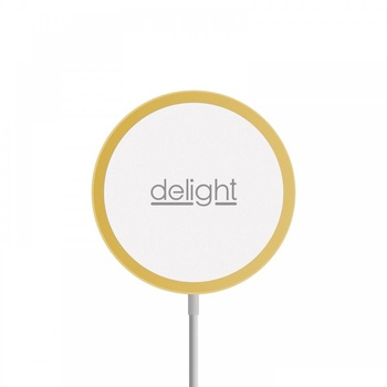 Delight Зарядно за телефон с магнитна платформа, съвместимо с телефони, които поддържат безжично зареждане, 10 w, злато (55164b)