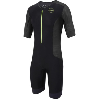Zone3 Ltd Men's Aquaflo Plus Short Sleeve Trisuit BLACK/GREY/NEON GREEN