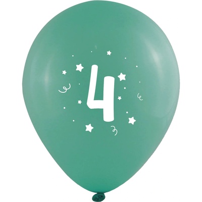 Globos Festival БАЛОНИ 10 БР. 12" - 30 СМ С ПЕЧАТ - ЦИФРА 4