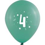 Globos Festival БАЛОНИ 10 БР. 12" - 30 СМ С ПЕЧАТ - ЦИФРА 4