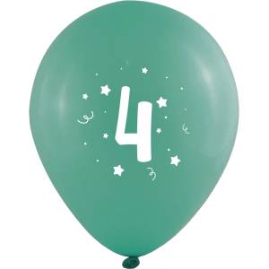 Globos Festival БАЛОНИ 10 БР. 12" - 30 СМ С ПЕЧАТ - ЦИФРА 4