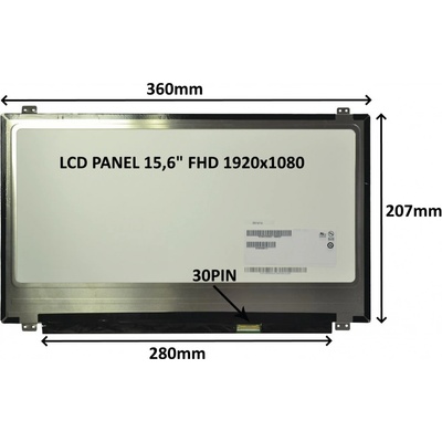 LCD PANEL 15, 6" FHD 1920x1080 30PIN MATNÝ / ÚCHYTY HORE A DOLE 77046121