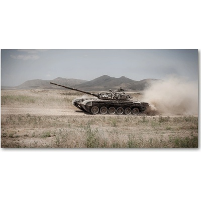 Foto obraz sklo tvrzené Tank na púšti 100x50 cm