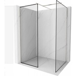 Mexen Kioto стъклена преграда за душ Walk-in 130 x 120 см, черна рамка, матиран никел - 800-130-202-97-70-120 (800-130-202-97-70-120)