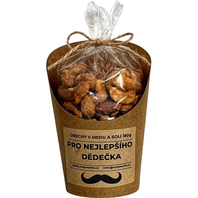 Nutworld Mix ořechů v medu a soli v celofánku a kelímku PRO NEJLEPŠÍHO DĚDEČKA 180 g