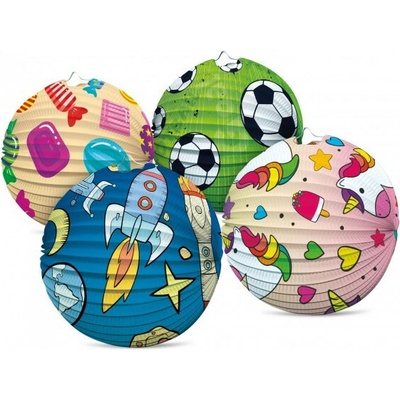 Lampion koule průměr 25cm v sáčku (bez hůlky) 4 druhy karneval