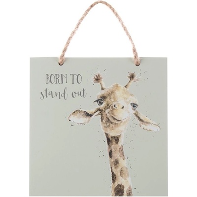 Dřevěná cedule Wrendale Designs "Born to Stand Out", 15x15 cm - Žirafa