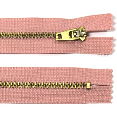 Kovový zip no.3 nerozepínací 10cm mosazné zlaté zoubky - více barev color: 741 starorůžová
