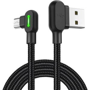 Mcdodo Ъглов кабел Mcdodo CA-5280, USB към Micro-USB, LED, 3m, черен (CA-5773)