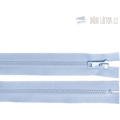 Zips kostený nedeliteľný svetlo modrý, dĺžka 25 cm
