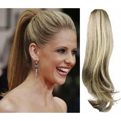 Clip in culík se skřipcem rovný 60 cm platina/světle hnědá