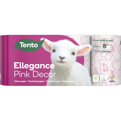 Tento Ellegance Pink Decor 3-vrstvový 8 ks