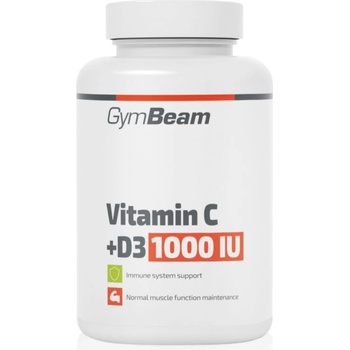 GymBeam Vitamin C + D3 1000 IU капсули за подпомагане на имунитета, костите и мускулите 90 гр