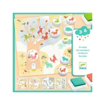 DJECO - Направи картини с детски печати с животни Out and about (DJ09953)