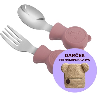 Martons Detský príbor Bear Dark pink 2 ks