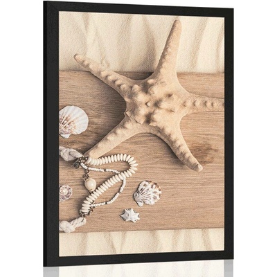 Plakát poklady moře na dřevě - 40x60 black