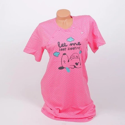 Нощница за кърмачки в наситено розово с точки, куче и коте