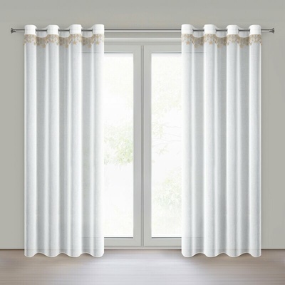 Takoy Vianočná záclona 140x250 cm bielo-zlatá s motívom hviezdičiek-HF-473424 | 140 x 250 cm