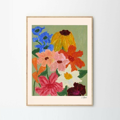 Moikka Plagát Flowers on Sage Green by Carla Llanos 50x70 cm