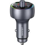 USAMS CC328 Bluetooth FM предавател за кола, зарядно устройство с USB+Type-C гнездо v5.0, LED дисплей, ЗЕЛЕН (CC328CC01)