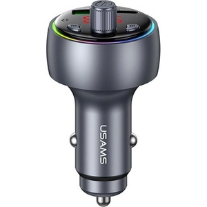 USAMS CC328 Bluetooth FM предавател за кола, зарядно устройство с USB+Type-C гнездо v5.0, LED дисплей, ЗЕЛЕН (CC328CC01)