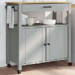 vidaXL Кухненска количка "MONZA" 84x40x88, 5 см сива борово дърво масив (376107)