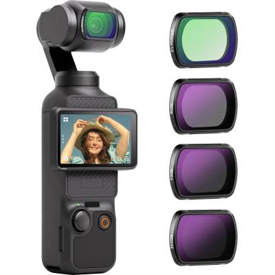 NEEWER filter set, compatible with DJI Osmo Pocket 3 / Pocket 4 / Xtra Muse, magnetic ND filters (ND16 + ND64 + ND256) and black diffusion filter 1/4 for a cinematic fog effect - FL-42
