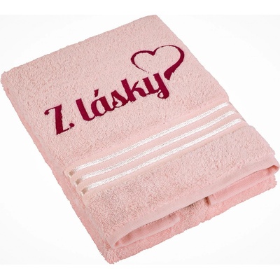 Bellatex ručník S VÝŠIVKOU Z LÁSKY růžový 50 x 100 cm