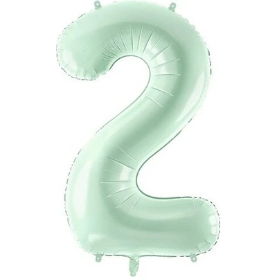 PartyDeco Fóliový balón narozeninové číslo 2 pastelově zelený 72 cm