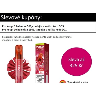 Vuse GO 1000 Pen Strawberry Mint 18 mg 1000 poťahov