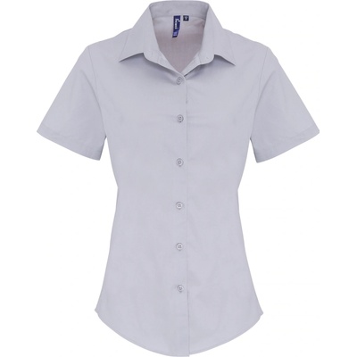 Premier Workwear Dámska bavlnená košeľa s krátkym rukávom PR346 Silver